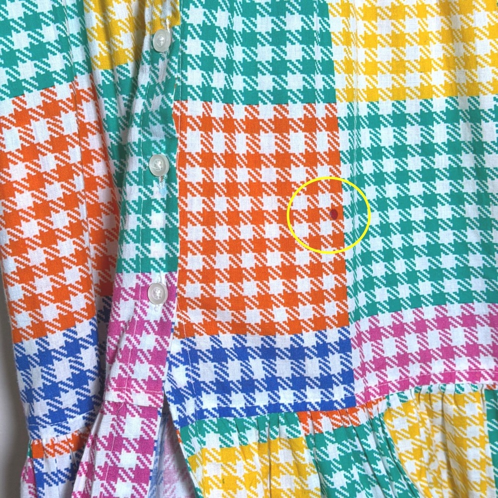 Briton Court Multicolor Patchwork Cotton Poplin Tiered Maxi Dress M Preppy Boho - Picture 7 of 10